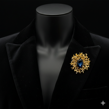 Royal Antler Blue Green Art Deco Gems Brooch