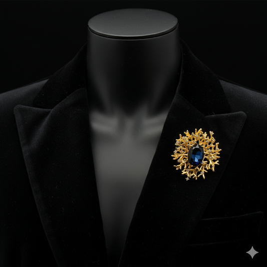 Royal Antler Blue Green Art Deco Gems Brooch