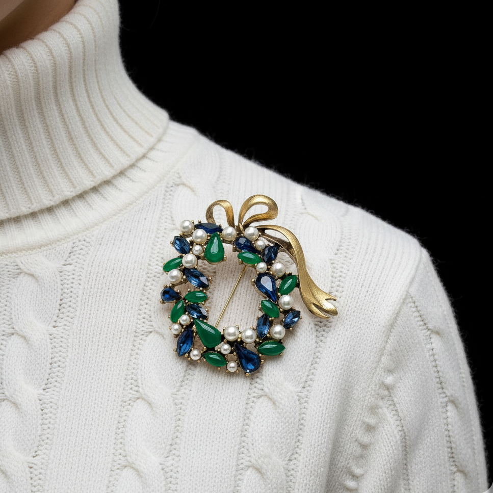 Art Deco Floral Bow Brooch