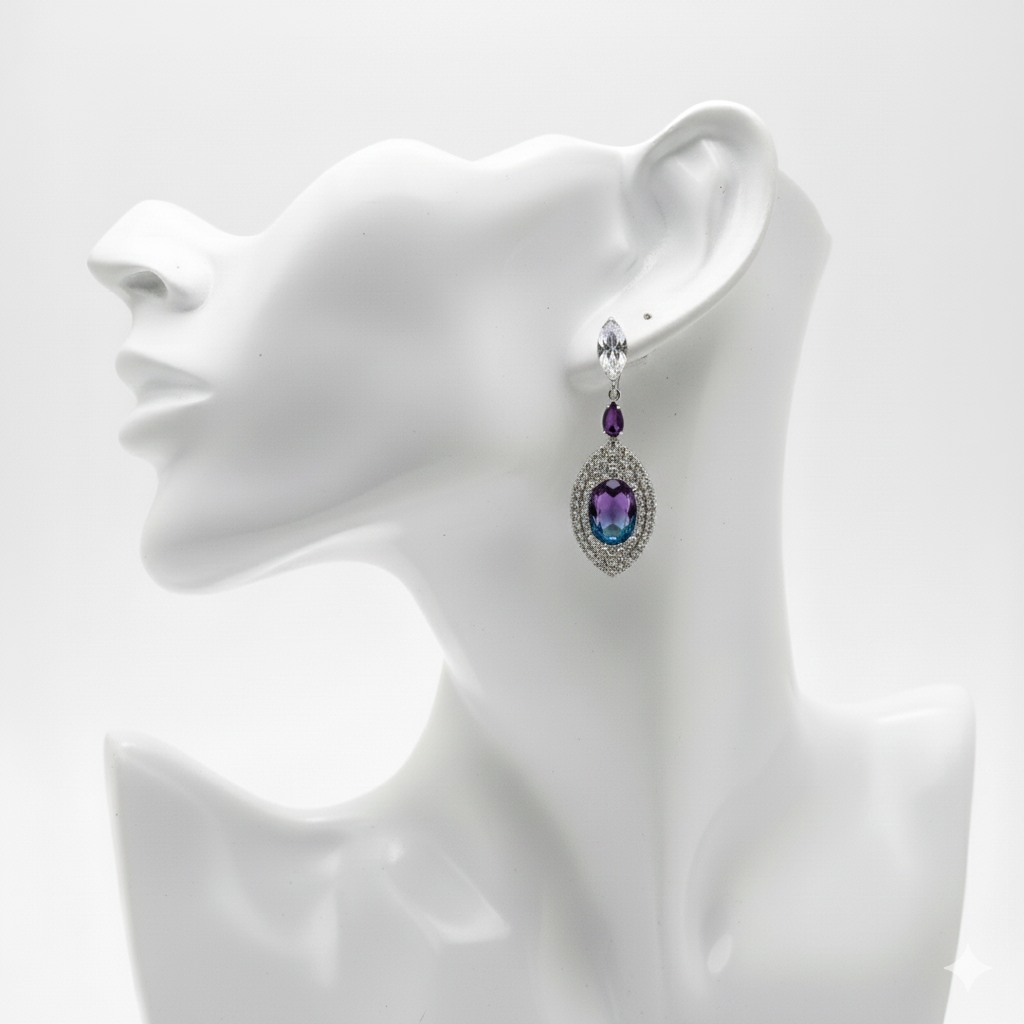Purple Teardrop Gemstone Earrings