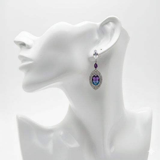 Purple Teardrop Gemstone Earrings
