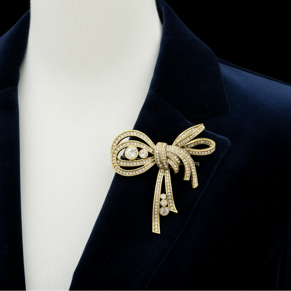 Rhinestone Zircon Coat Pin Brooch