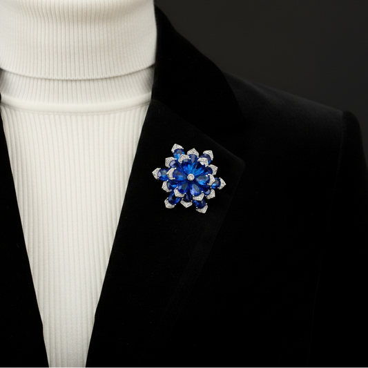 Blue  Crystal Snowflake Brooch