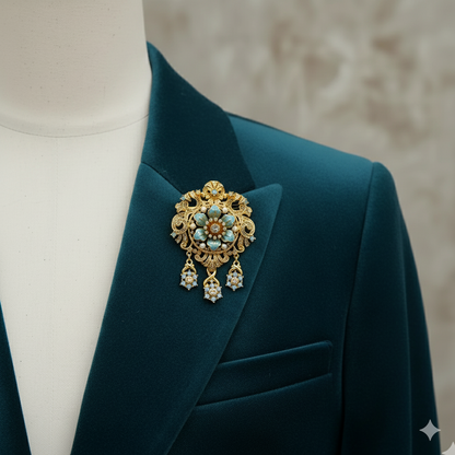 Vintage style Enamel Crown Court Brooch