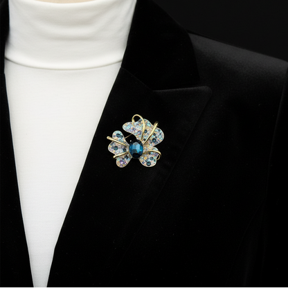 Art Deco Iris Zircon Glass Brooch