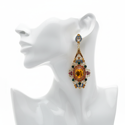 Ethnic Zircon Crystal Drop Earrings