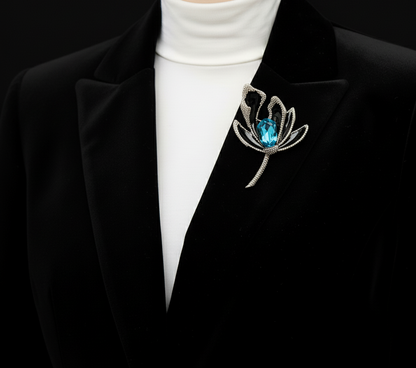 Luxury 3D Flower Crystal Brooch
