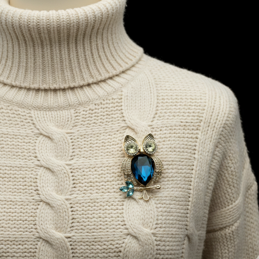 Crystal Owl Brooch Palace Style Dual-Purpose Pendant Brooch