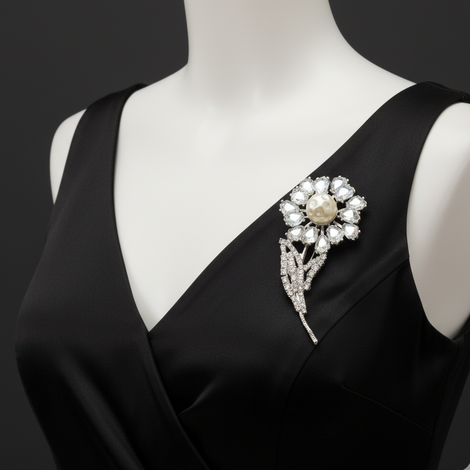 Art Deco 3D Rose Brooch