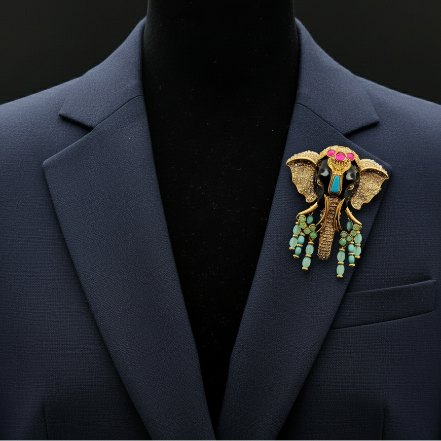 Art Deco Elephant Statement Brooch