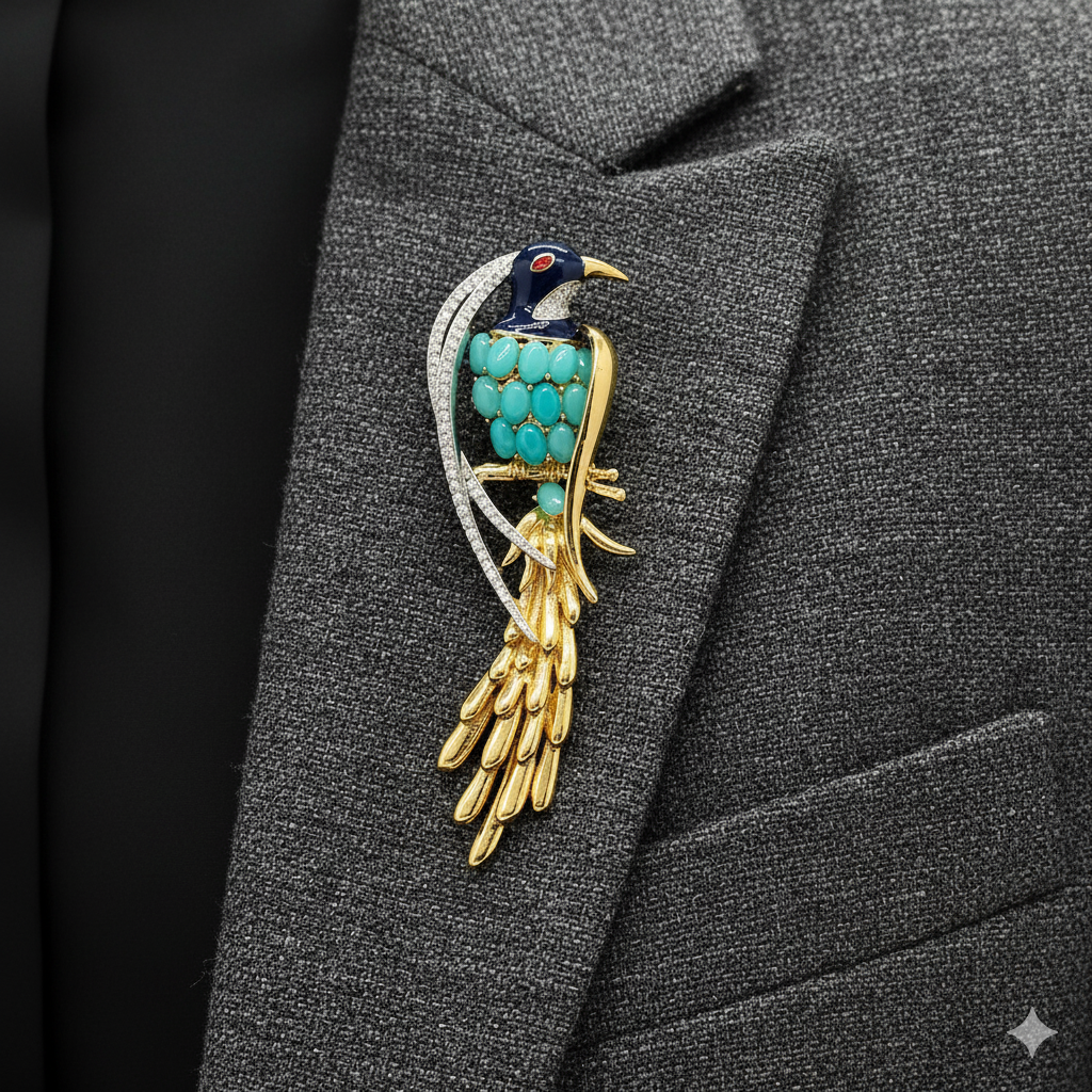 3D  Rhinestones Bird Brooch