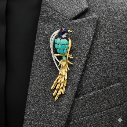 3D  Rhinestones Bird Brooch