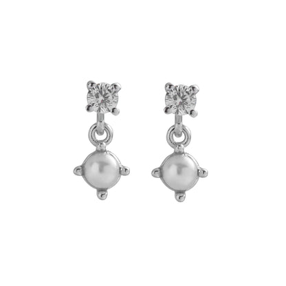 Modern Unisex 925 Sterling Silver Pearl Zircon Stud Earrings - Trend-Forward Design