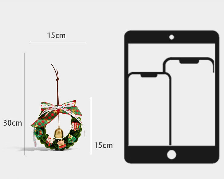 Charming Cartoon Christmas Bell Wreath Pendant - Festive Decorative Small Ornament
