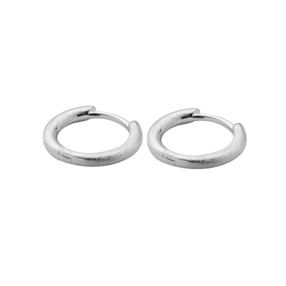 S925 Sterling Silver Brushed Mini Hoop Earrings for Men & Women, Matte Finish