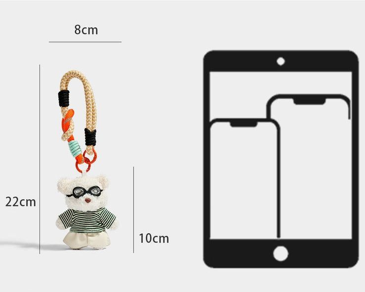 Kevinminer Cute Plush Bear Keychain Pendant, Glasses & Skirt, Perfect Gift