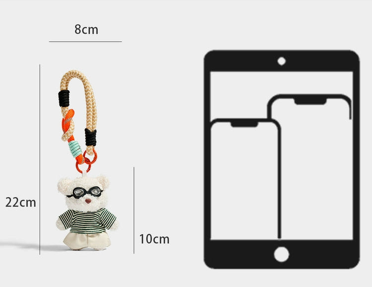 Adorable Plush Bear Doll Keychain with Glasses & Skirt - Perfect Gift