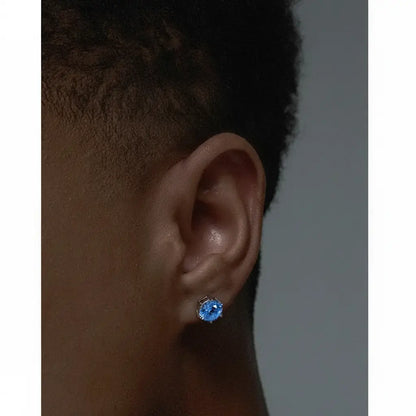 LUXTA s925纯银蓝钻耳钉 嘻哈银耳饰男锆石潮高级感女同款