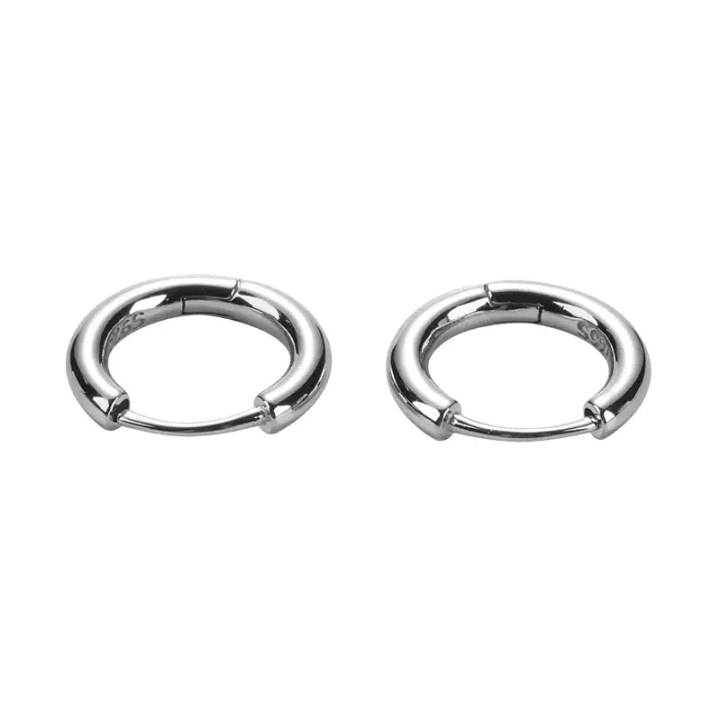 Sleek Sterling Silver 925 Hoop Earrings - Unisex Minimalist Glossy Design
