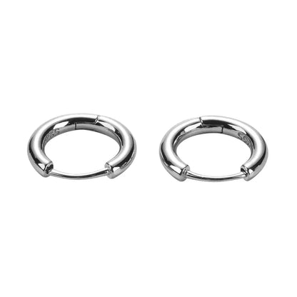 Sleek Sterling Silver 925 Hoop Earrings - Unisex Minimalist Glossy Design