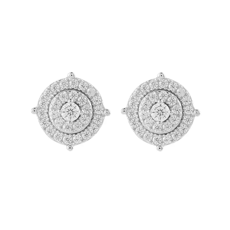 Universal trend earrings hip-hop style for men and women, silver 925 sample, European style, diamond encrusted