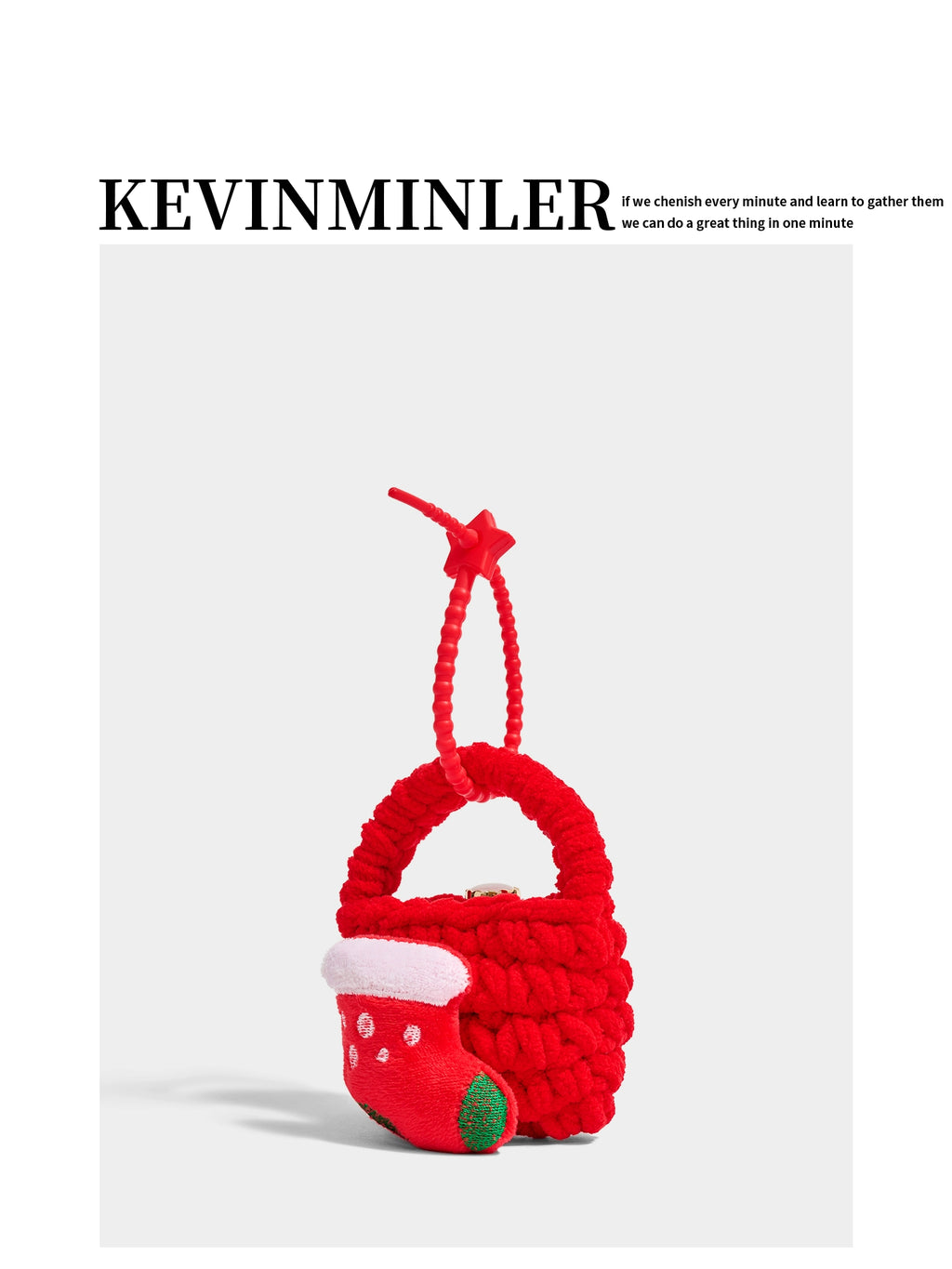 Charming Knitted Christmas Sock Coin Purse Headphone Bag Pendant Gift