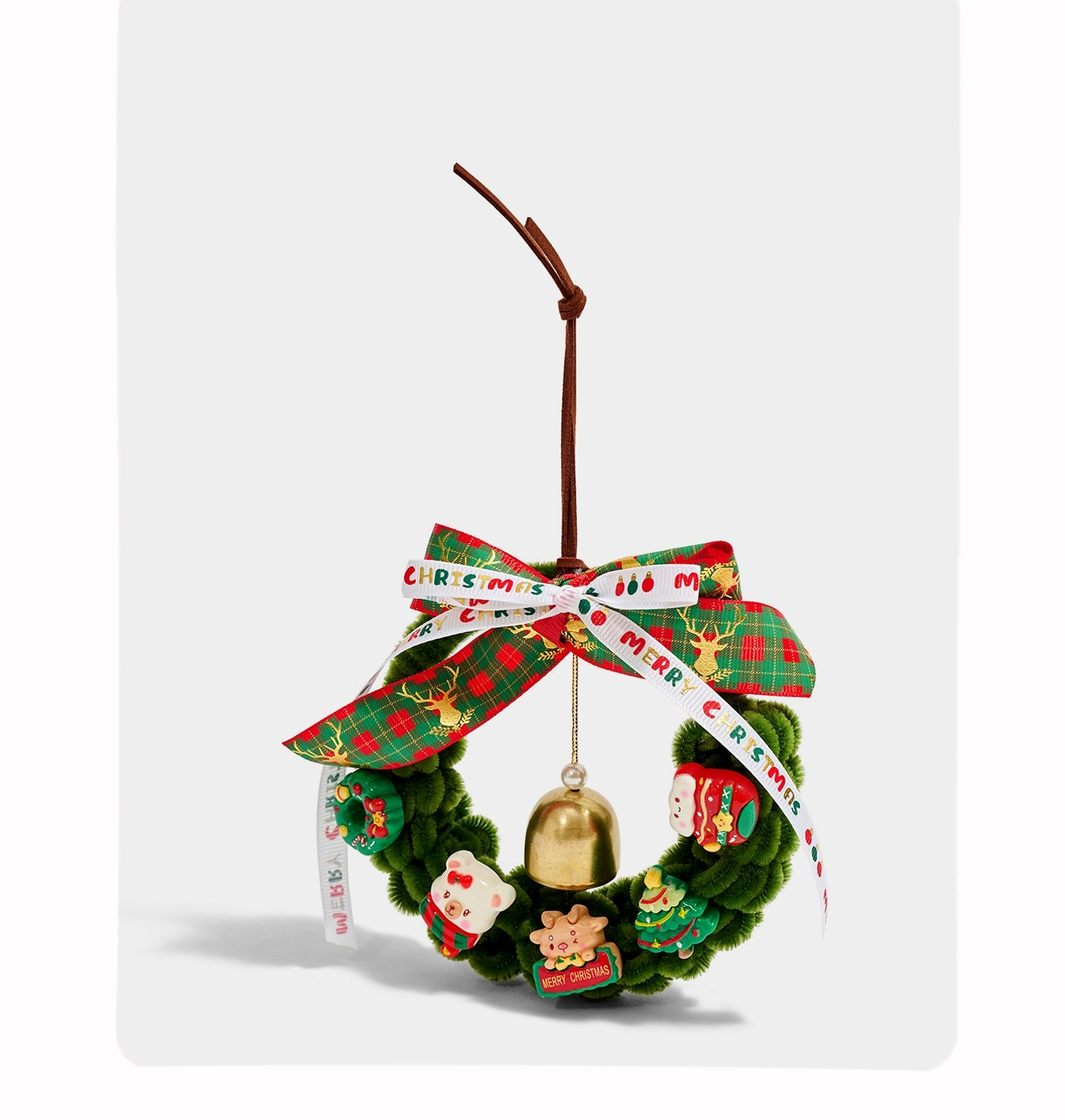 Charming Cartoon Christmas Bell Wreath Pendant - Festive Decorative Small Ornament