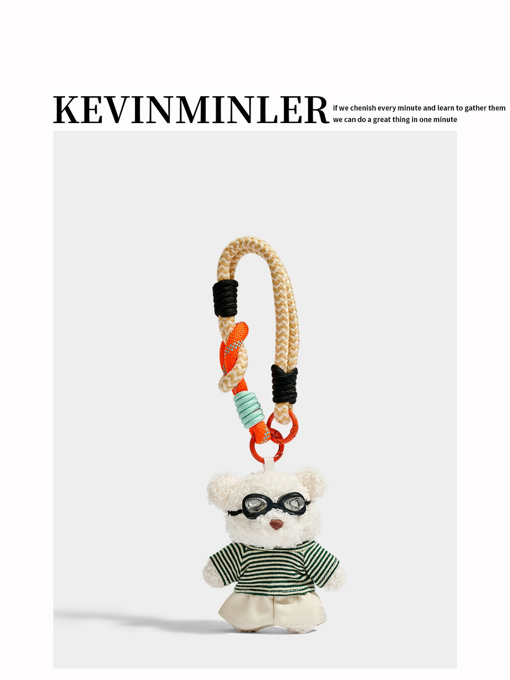 Cute Kevinminler Striped Skirt Bear Plush Keychain Pendant Bag Charm Gift