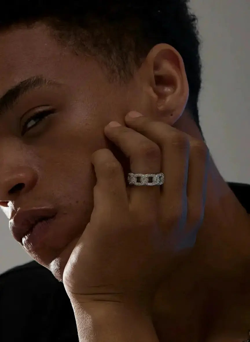 Luxta Cuban Ring Cuba Chain Ring Pure silver Cuba Full Diamond Plated Platinum Planted Planted Hip -Hop Men and Women Star