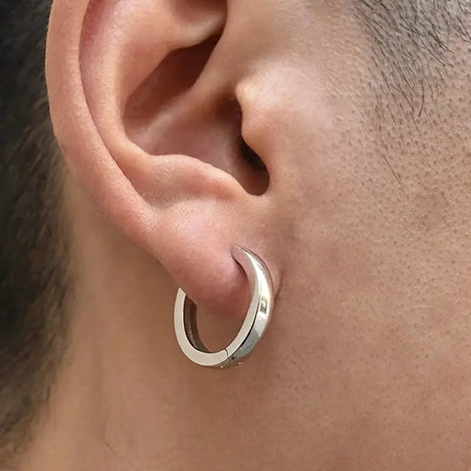 Minimalistic universal earrings for men and women, trend jewelry, silver 925 sample, European style, simple and elegant design