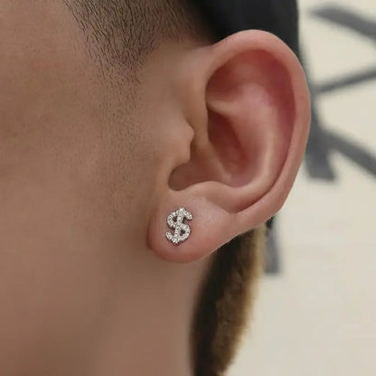 Trend universal earrings hip-hop style for men and women, silver 925 sample