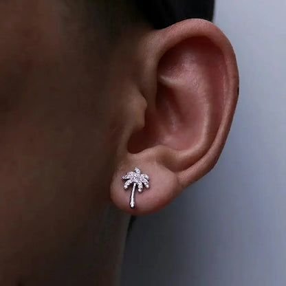 Two Leaves S925 Coconut Trees Hip Hiphop Hiphop Diamond Men and Women's Tide Street Simple