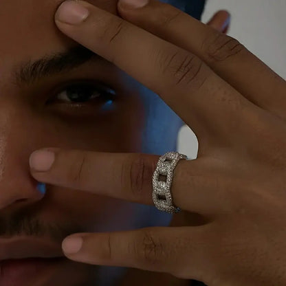 Luxta Cuban Ring Cuba Chain Ring Pure silver Cuba Full Diamond Plated Platinum Planted Planted Hip -Hop Men and Women Star