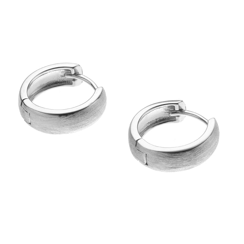 Chic Matte 925 Sterling Silver Hoop Earrings: Unisex Trend-Forward Minimalist Design