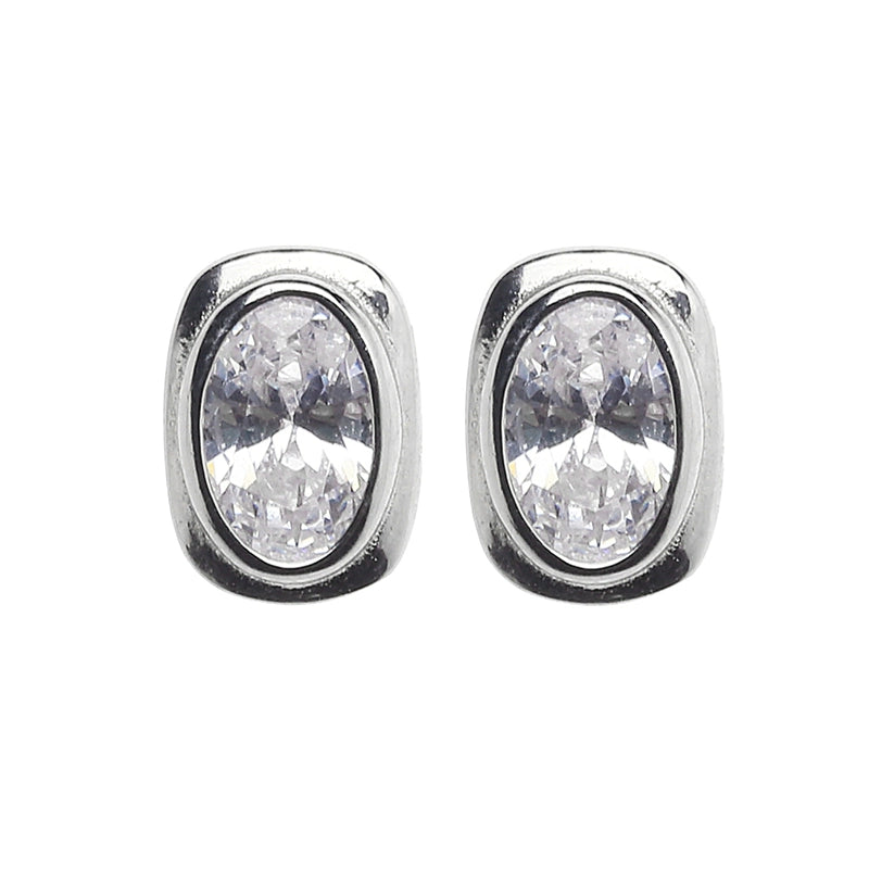 S925 Sterling Silver Rectangular Zircon Stud Earrings: Unisex, Light Luxury Trend
