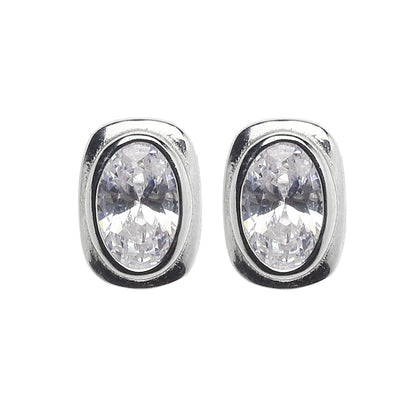 S925 Sterling Silver Rectangular Zircon Stud Earrings: Unisex, Light Luxury Trend