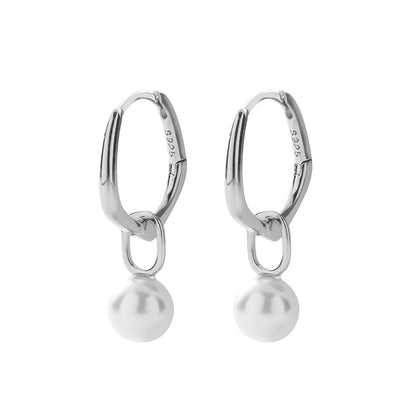 Universal trend fashionable earrings from pearl for men and women for beloved, silver 925 sample