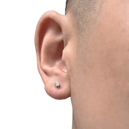 Trend-Forward 925 Sterling Silver Diamond Stud Earrings - Hip-Hop Unisex Style