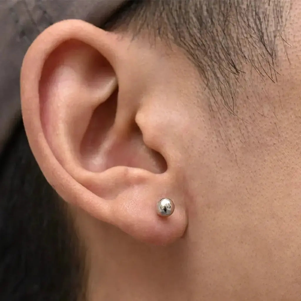 Dainty 925 Sterling Silver Round Bead Stud Earrings Unisex Minimalist Versatile Jewelry