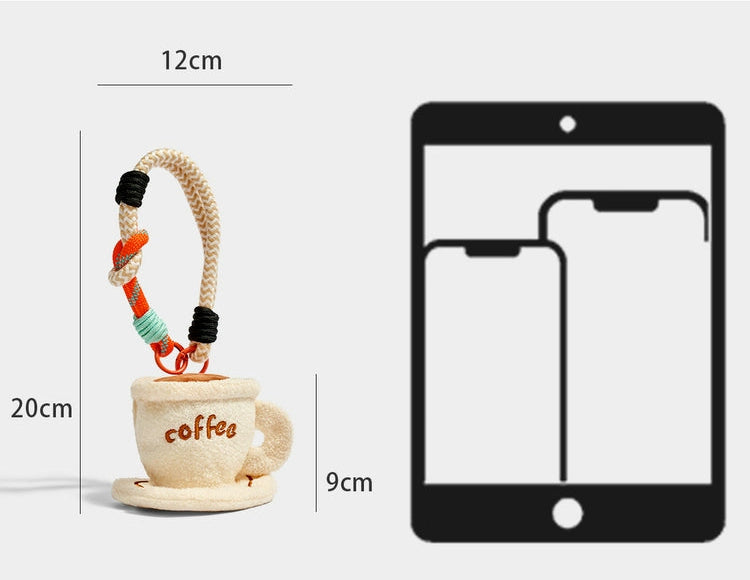 Charming KEVINKINLER Cartoon Coffee Cup Velvet Keychain Bag Pendant Birthday Gift