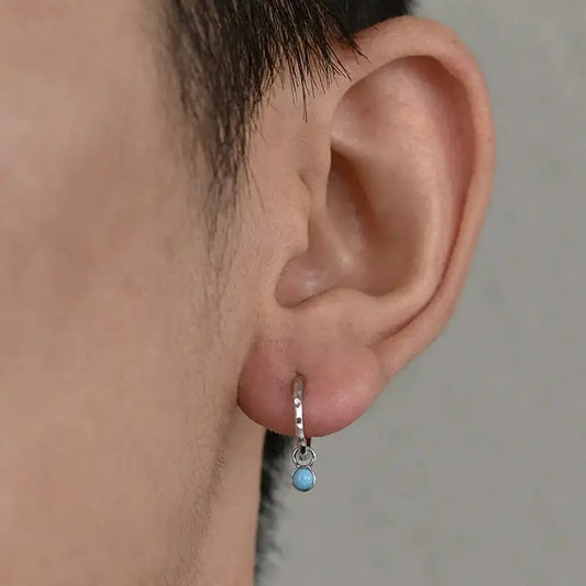 Turquoise pendant, universal fashionable earrings for men and women, silver 925 sample, light luxury style