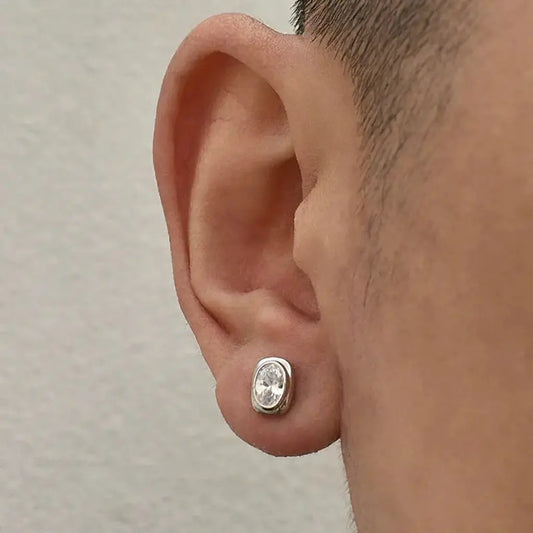 S925 Sterling Silver Rectangular Zircon Stud Earrings: Unisex, Light Luxury Trend