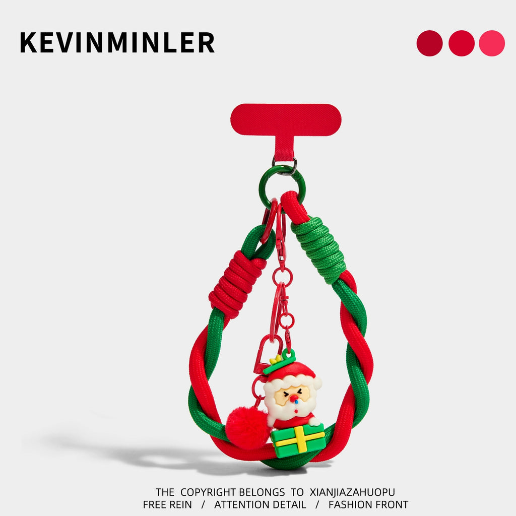 Charming Santa Claus Phone Strap Bag Pendant Keychain Festive Christmas Gift