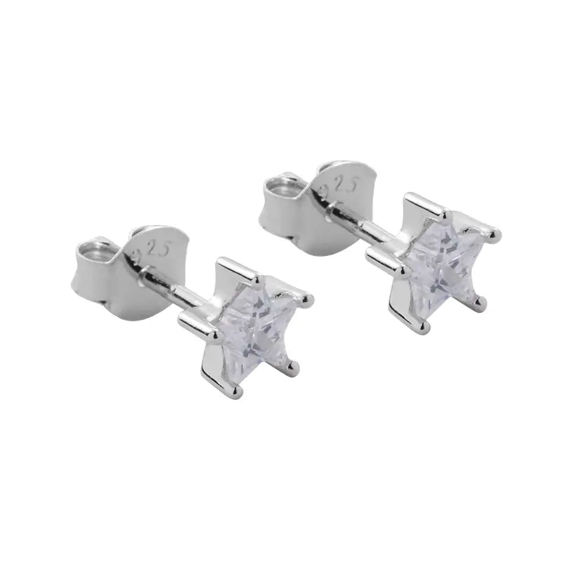 Zirconium, trend universal earrings for men and women, silver 925 sample