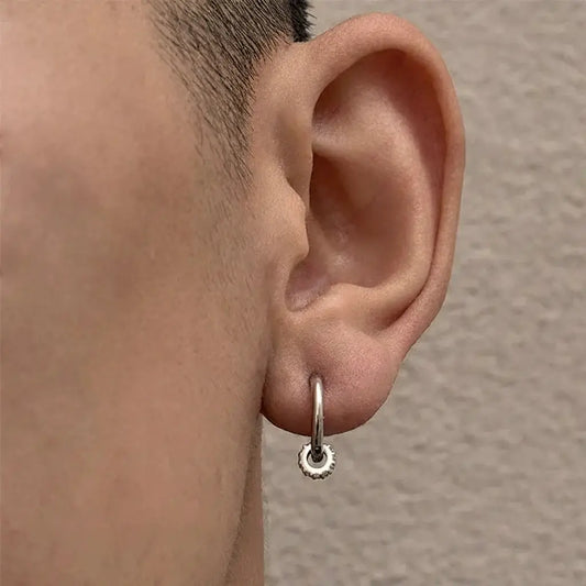 S925 Sterling Silver Diamond Hoop Earrings - Unisex Hip Hop Removable Style