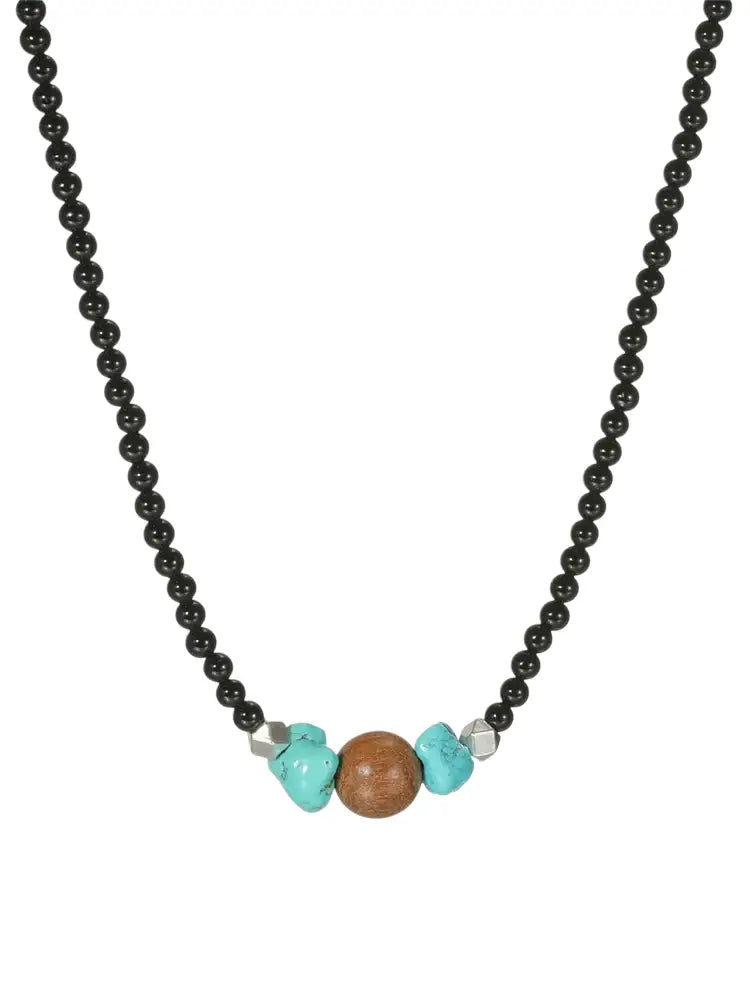 Retro turquoise natural ore, necklace sandalwood, agate chain for key bag , Chinese style