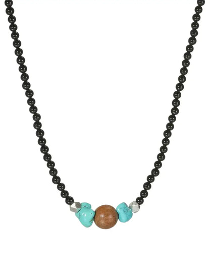 Retro turquoise natural ore, necklace sandalwood, agate chain for key bag , Chinese style