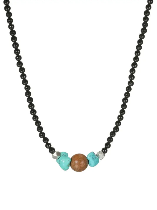 Retro turquoise natural ore, necklace sandalwood, agate chain for key bag , Chinese style