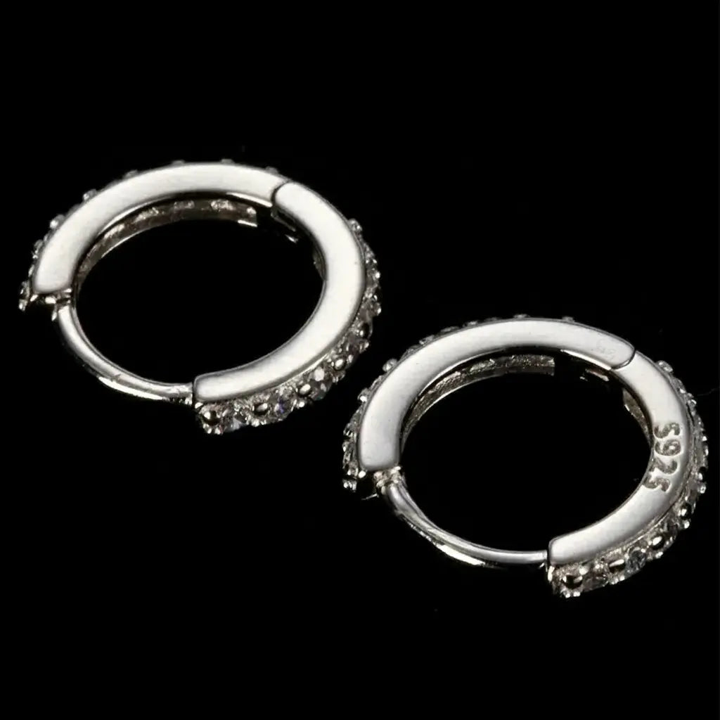 Double-sided earrings for men and women, universal zirconium hip-hop style, silver 925 sample, diamond encrusted, European style