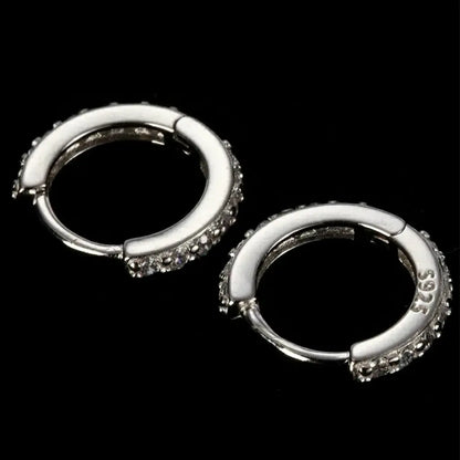 Double-sided earrings for men and women, universal zirconium hip-hop style, silver 925 sample, diamond encrusted, European style